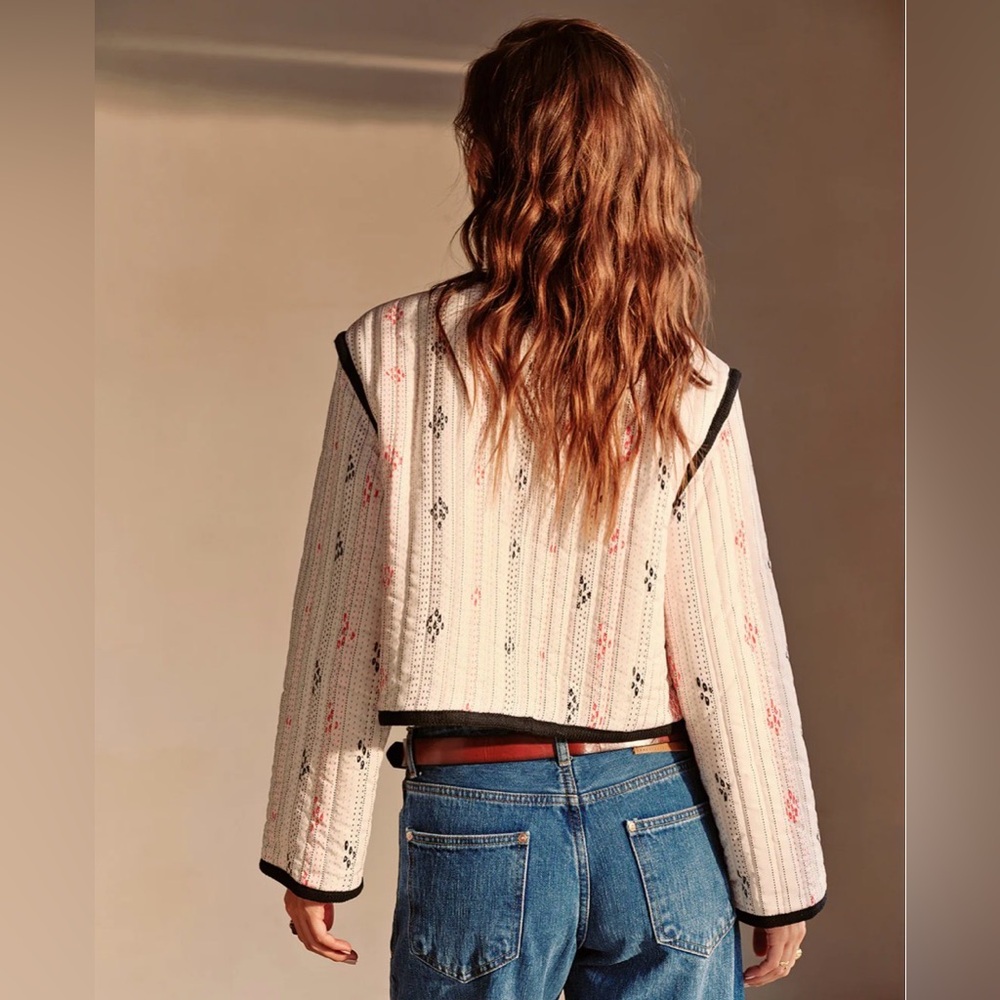 Commense Pink Patterned Jacket with Black Edges N… - image 3